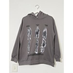 Aelfric Eden Men’s Oversized Hoodie Gray Size S Thermal Graphic Print Streetwear